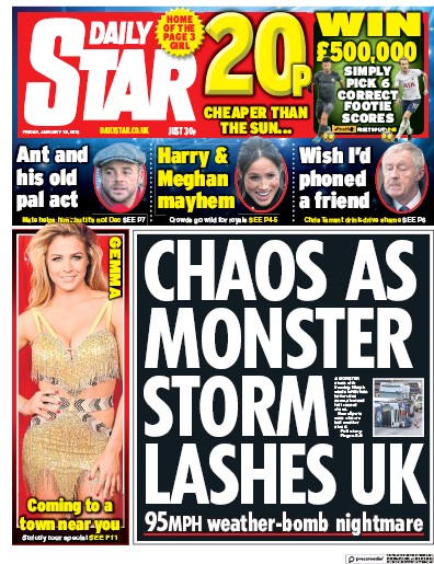 Daily Star Newspaper Front Page for 19 January 2018
