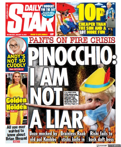 Daily Star (UK) Newspaper Front Page for 19 January 2022