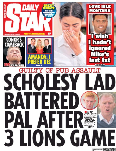 Daily Star Newspaper Front Page for 19 March 2019