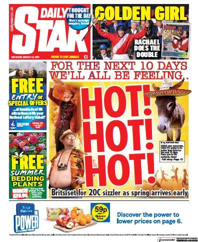 Daily Star Newspaper Front Page for 19 March 2022
