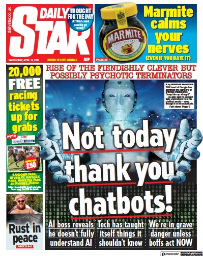 Daily Star (UK) Newspaper Front Page for 19 April 2023