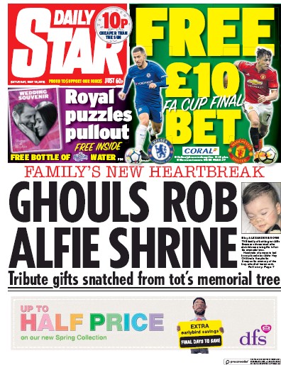 Daily Star Newspaper Front Page for 19 May 2018