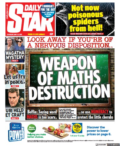 Daily Star (UK) Newspaper Front Page for 19 May 2022