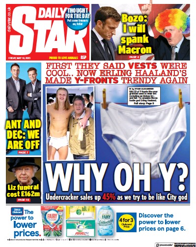 Daily Star (UK) Newspaper Front Page for 19 May 2023