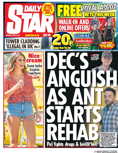 Daily Star Newspaper Front Page for 19 June 2017