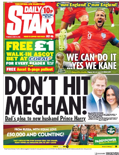 Daily Star Newspaper Front Page for 19 June 2018
