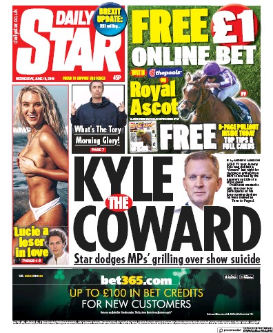 Daily Star Newspaper Front Page for 19 June 2019