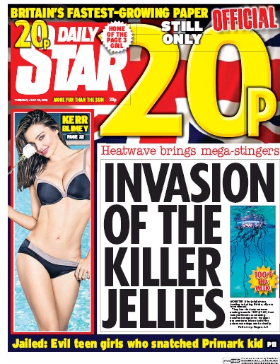 Daily Star Newspaper Front Page for 19 July 2016