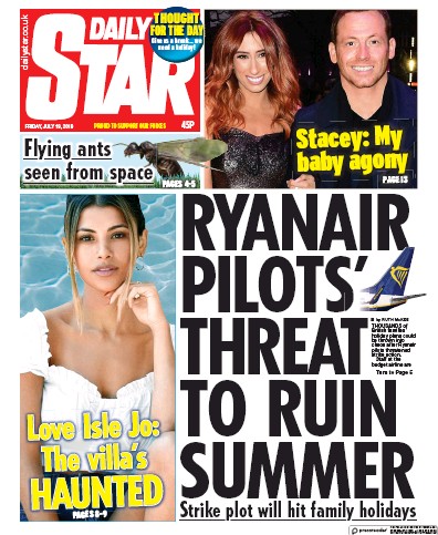 Daily Star Newspaper Front Page for 19 July 2019