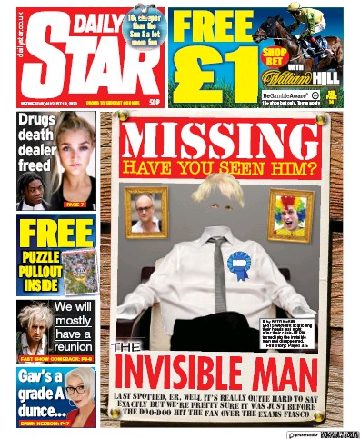 Daily Star Newspaper Front Page for 19 August 2020