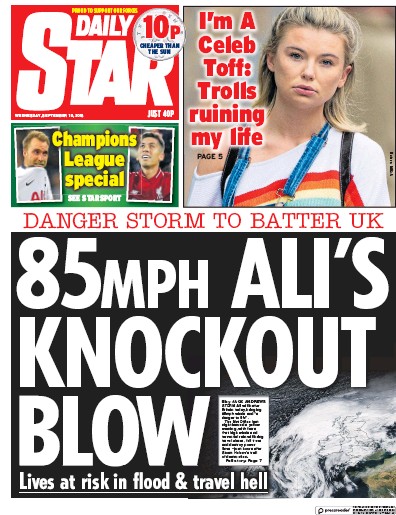 Daily Star Newspaper Front Page for 19 September 2018