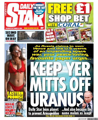 Daily Star Newspaper Front Page for 19 September 2020