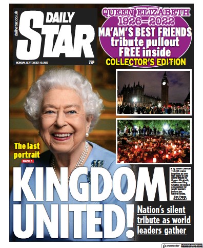 Daily Star (UK) Newspaper Front Page for 19 September 2022