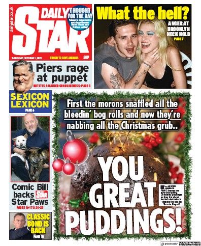 Daily Star Newspaper Front Page for 1 October 2020
