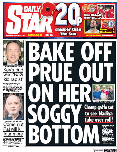 Daily Star Newspaper Front Page for 1 November 2017