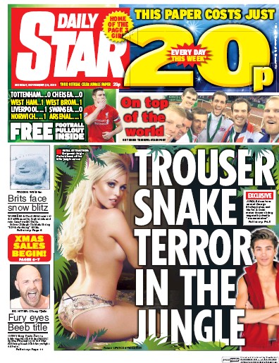 Daily Star (UK) Newspaper Front Page for 1 December 2015
