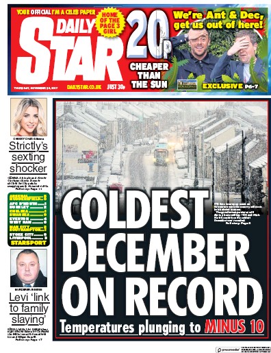 Daily Star Newspaper Front Page for 1 December 2017