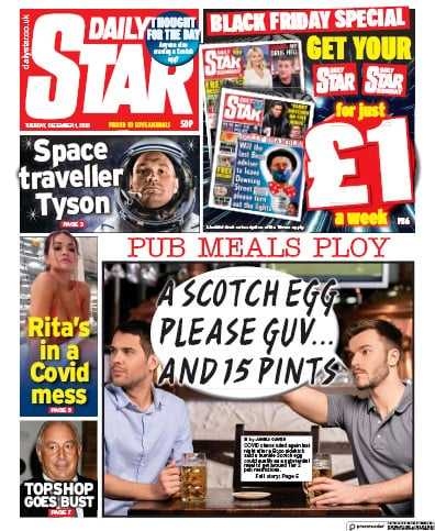 Daily Star Newspaper Front Page for 1 December 2020
