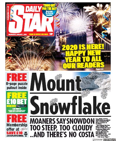 Daily Star Newspaper Front Page for 1 January 2020