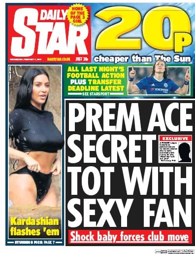 Daily Star Newspaper Front Page for 1 February 2017