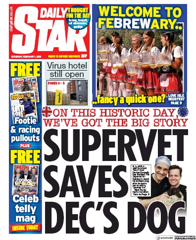 Daily Star Newspaper Front Page for 1 February 2020