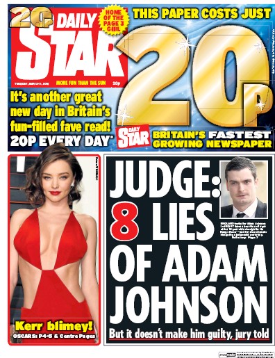 Daily Star Newspaper Front Page for 1 March 2016
