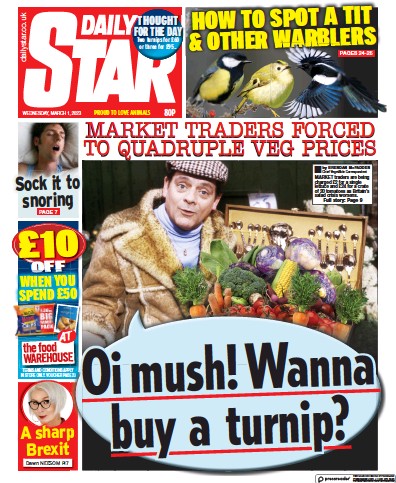 Daily Star (UK) Newspaper Front Page for 1 March 2023
