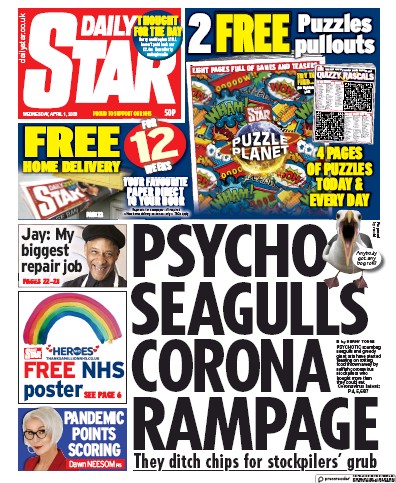 Daily Star Newspaper Front Page for 1 April 2020