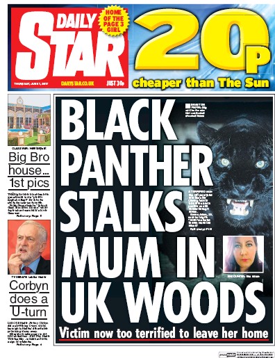 Daily Star Newspaper Front Page for 1 June 2017