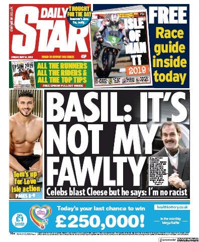 Daily Star Newspaper Front Page for 1 June 2019
