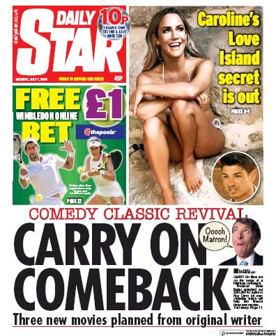 Daily Star Newspaper Front Page for 1 July 2019