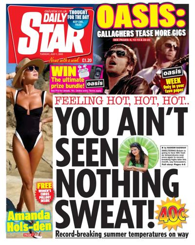 Daily Star (UK) Newspaper Front Page for 1 July 2025
