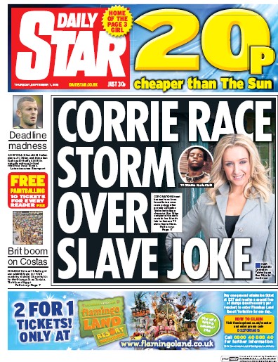 Daily Star Newspaper Front Page for 1 September 2016