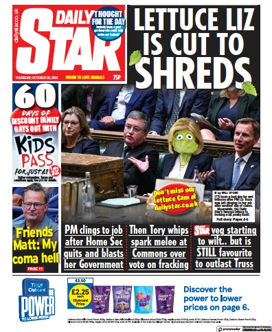 Daily Star Newspaper Front Page for 20 October 2022