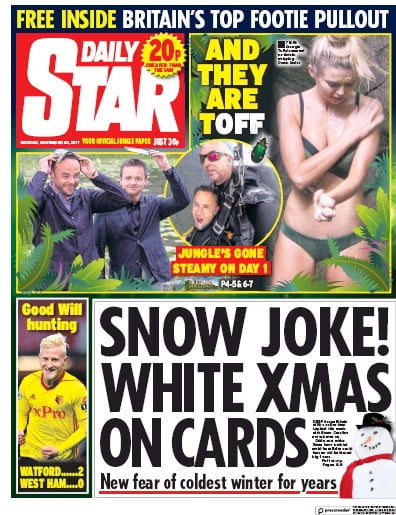Daily Star Newspaper Front Page for 20 November 2017