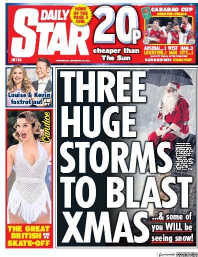 Daily Star Newspaper Front Page for 20 December 2017