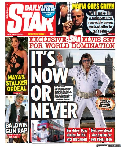 Daily Star (UK) Newspaper Front Page for 20 January 2023