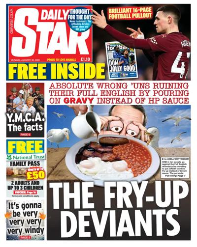 Daily Star (UK) Newspaper Front Page for 20 January 2025