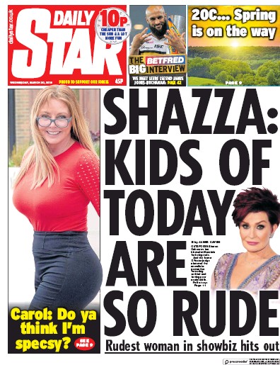 Daily Star Newspaper Front Page for 20 March 2019