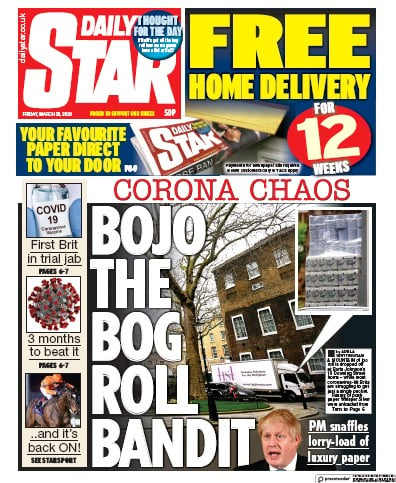 Daily Star Newspaper Front Page for 20 March 2020