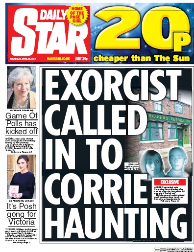 Daily Star Newspaper Front Page for 20 April 2017
