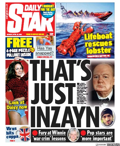 Daily Star Newspaper Front Page for 20 April 2020
