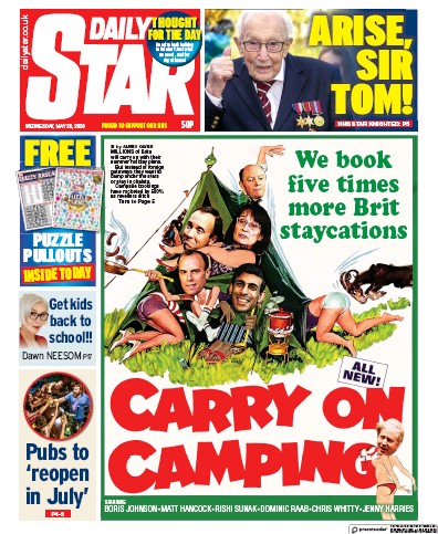 Daily Star Newspaper Front Page for 20 May 2020