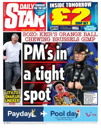 Daily Star (UK) Newspaper Front Page for 20 May 2025