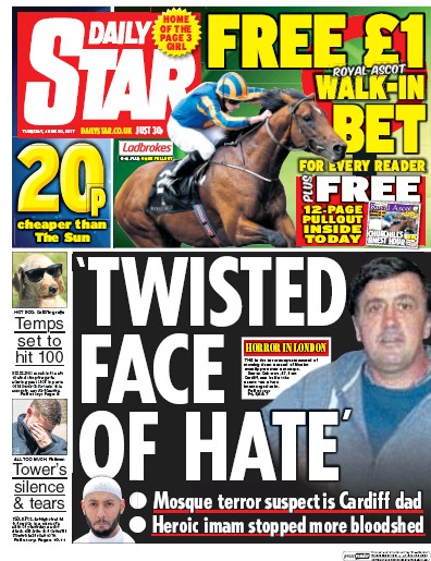 Daily Star Newspaper Front Page for 20 June 2017