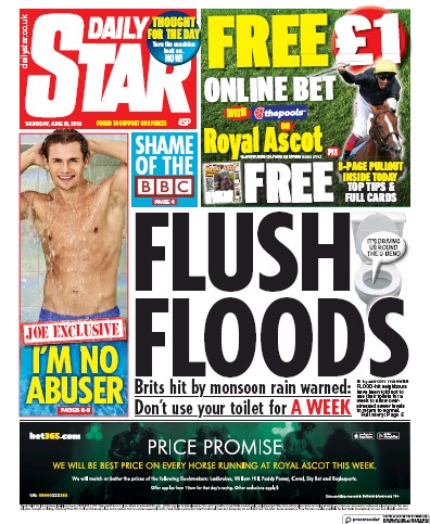 Daily Star Newspaper Front Page for 20 June 2019