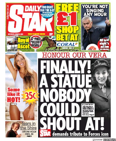 Daily Star Newspaper Front Page for 20 June 2020