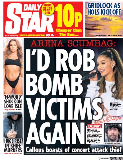 Daily Star Newspaper Front Page for 20 July 2018