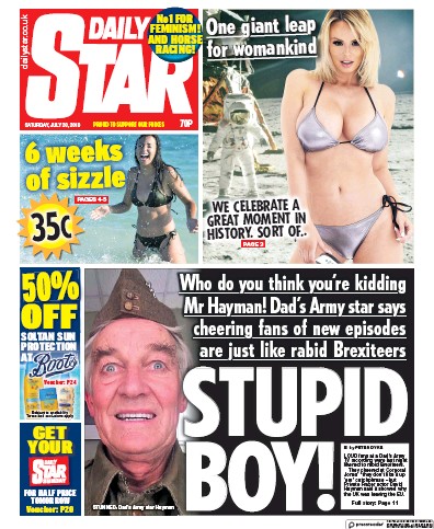 Daily Star Newspaper Front Page for 20 July 2019