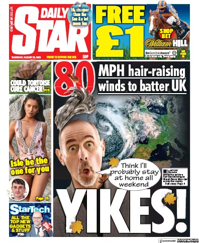 Daily Star Newspaper Front Page for 20 August 2020